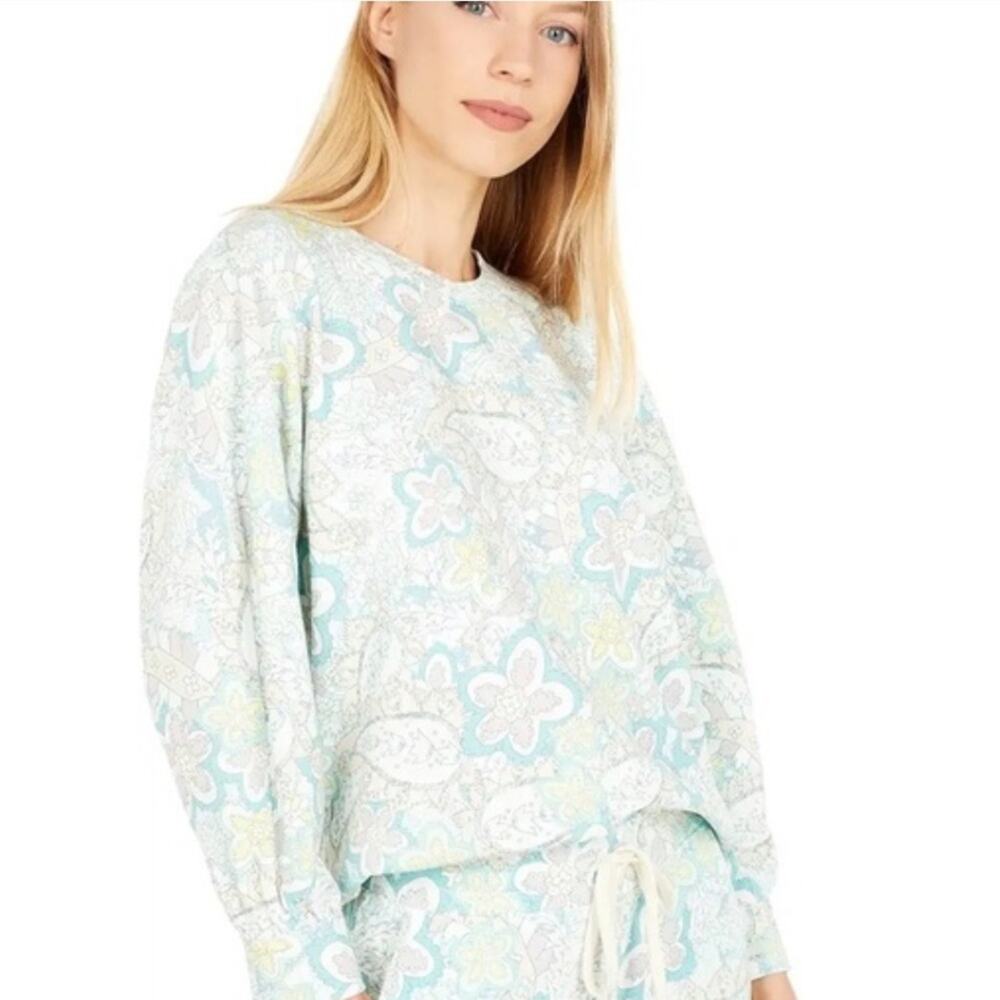 Sundry Pastel Paisley 3/4 Sleeve Pigment Paper Sweater NWT 0/XS Cozy Loungewear